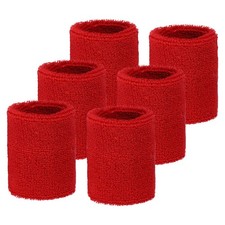 Wrist Sweatbands Sports Wristbands, 6 Pack 2.56" Red