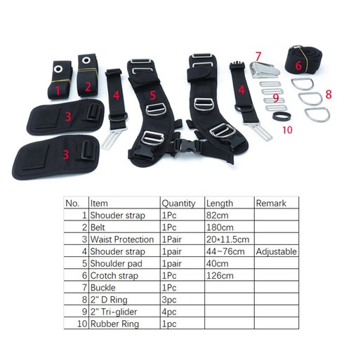Backplate Harness Set Adjustable Diving Harness Scuba Diving Adjustable Straps - Picture 6 of 11