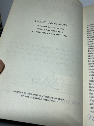 Twenty Years After Dumas, Alexandre Ex Lib HC No DJ 1942 Good - Picture 9 of 11