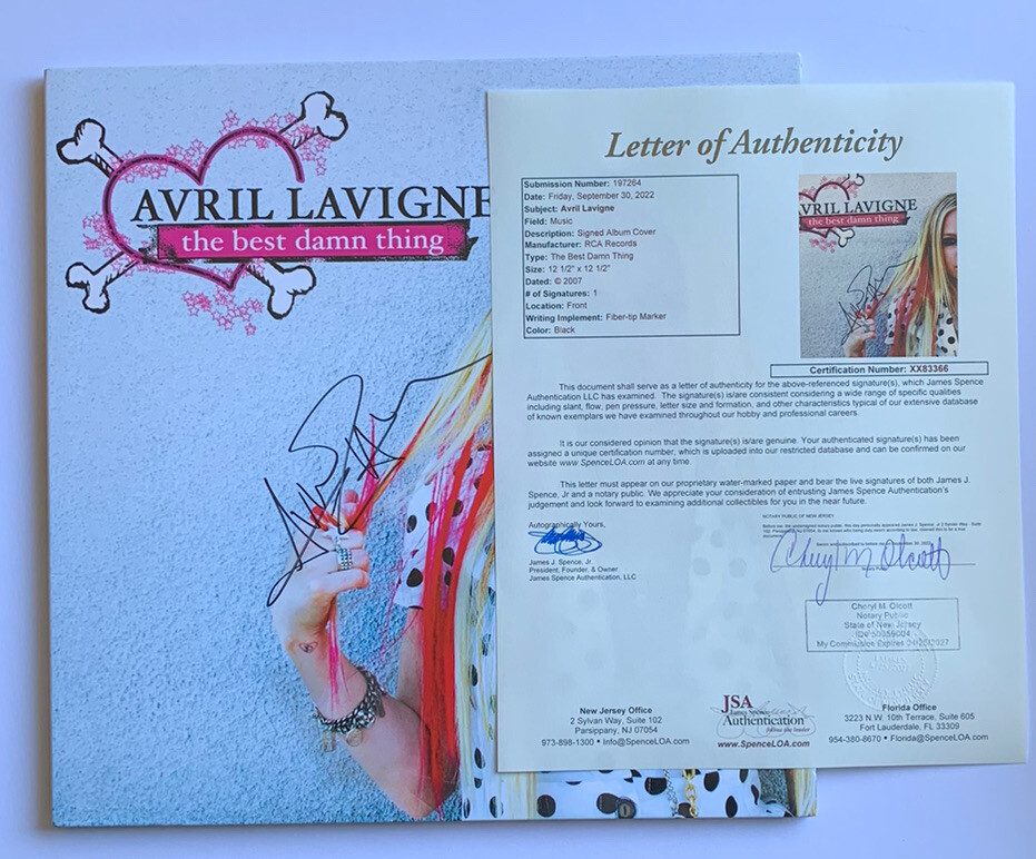 AVRIL LAVIGNE SIGNED THE BEST DAMN THING VINYL LP JSA LOA