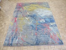 9'2 x 12'2 Hand Knotted Fine Colorful Modern Abstract Rug With Silk G14957