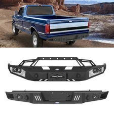 Texture Front Bar Rear Bumper Steel Fit 1992-1996 Ford Bronco F-150 F-250 F-350