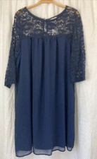 Womens Plus Size Blue Dress Size 1X AUW Lace Sleeves
