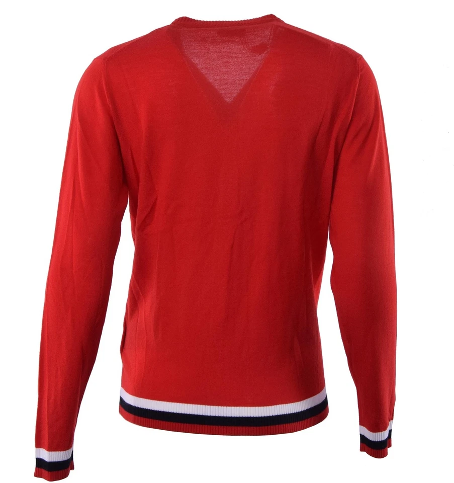 Cardigan De Lana Virgen Rojo MOSCHINO 04479 - Imagen 2 de 3