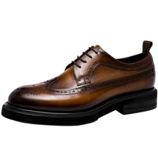 Brogue Men Dress Formal Business Cow Leather Shoes Lace Up Party Round Toe Shoes
