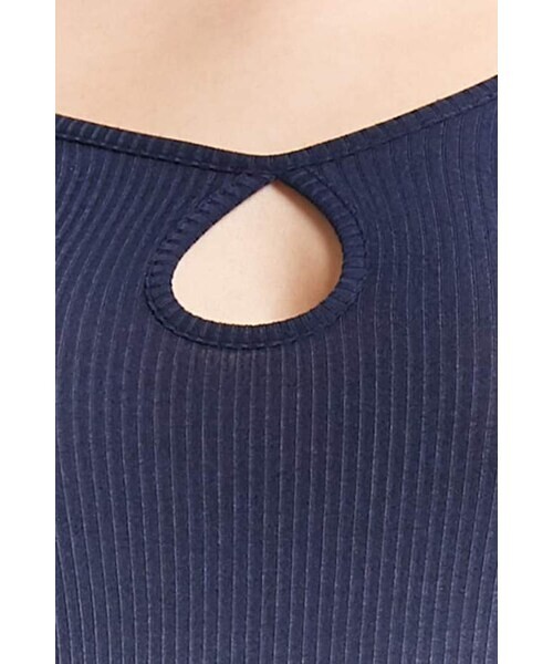 NWT FOREVER 21 Keyhole Scoop Neck Ribbed Empire Waist Fit & Flare Skater Dress S