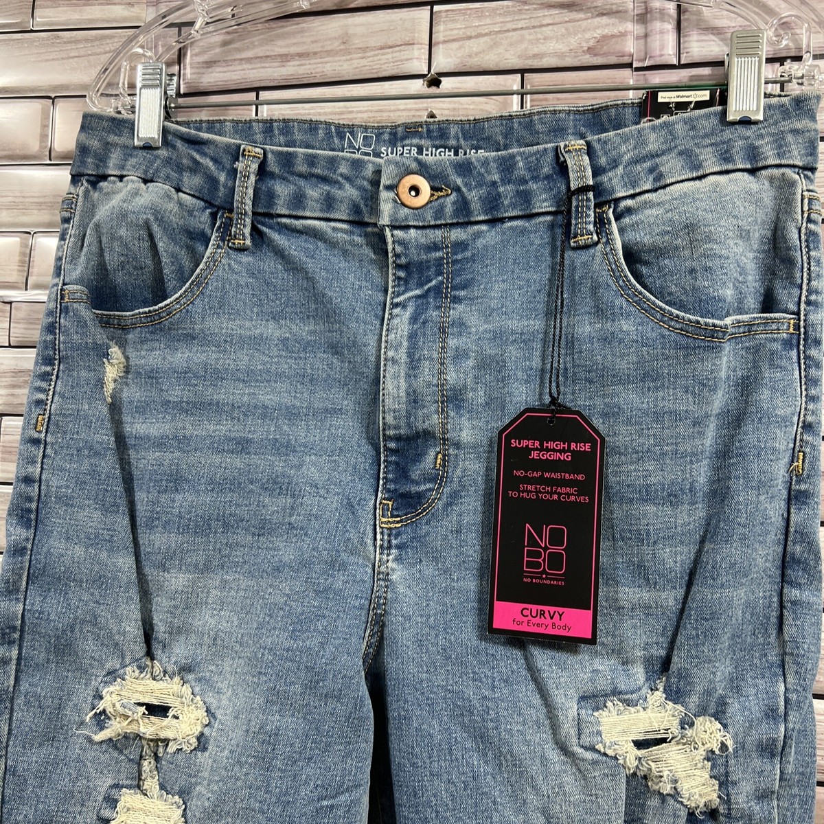 Womens High Waisted Denim 32x28 Curvy Jeggings light Blue