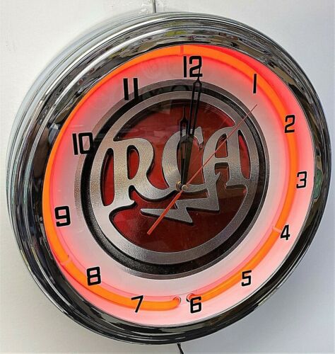 16" RCA Sign Red Neon Wall Clock Garage Man Cave - Picture 3 of 3