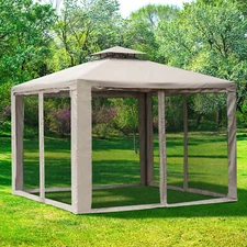 10' x 10’ Outdoor Gazebo Canopy with Mosquito Netting for Garden Patio Backyard