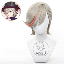 Game Genshin Impact Lyney Cosplay Wig Short Highlight Dyeing Hair Heat Resistant