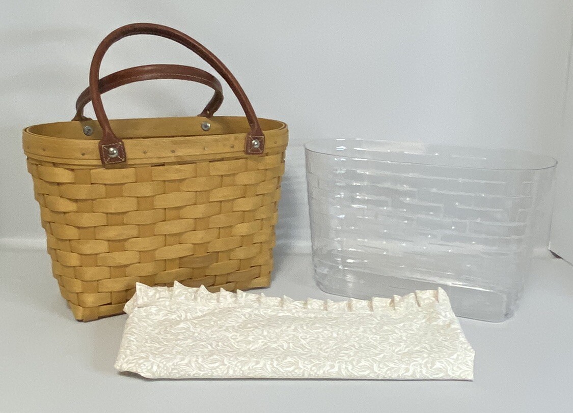Longaberger Large Boardwalk Basket with Clear Liner Fabric Liner