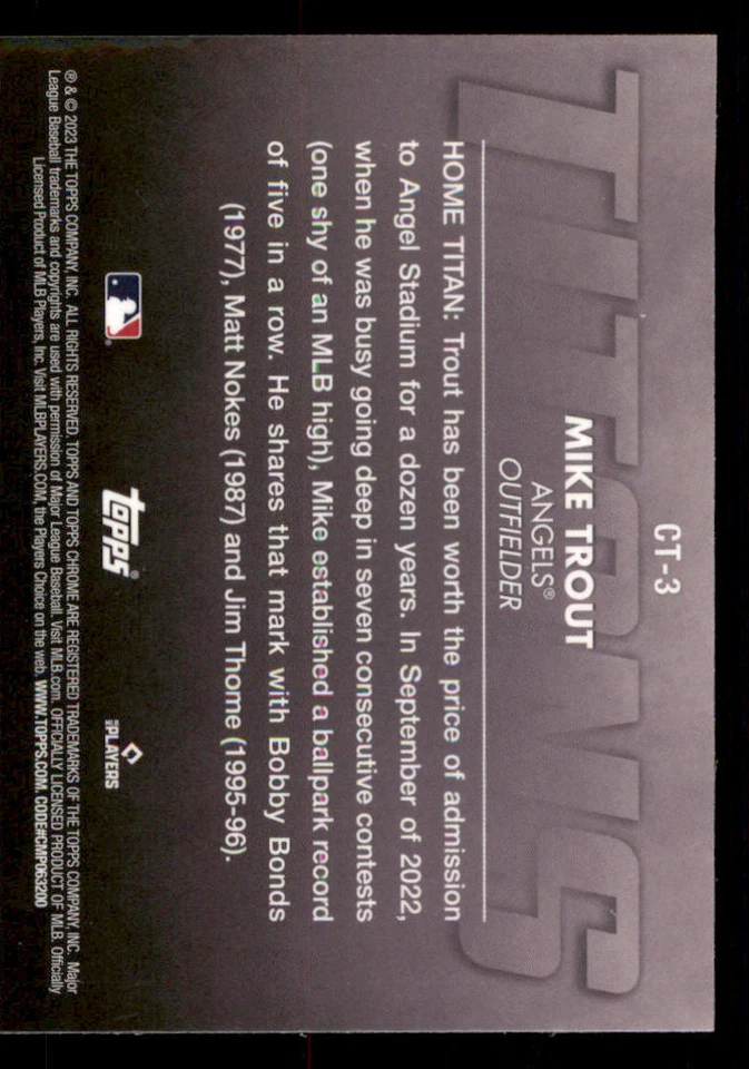2023 Topps Chrome Titans #CT3 Mike Trout - Image 2 of 2