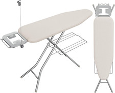 Compact Ironing Board with Cord Holder & Adjustable Heights, Beige 52x14