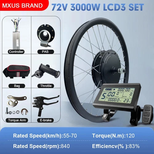 Ebike Conversion Kit 72V 1000W 3000W MTB 3.0 Tyre Brushless Front Rear Hub Motor - Picture 15 of 37