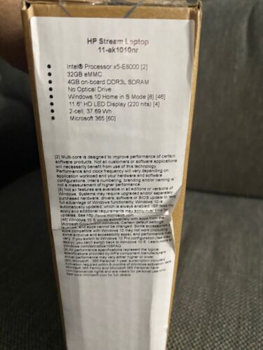 HP 11-ak1010nr Stream Laptop 11.6" 32GB eMMC x5-E8000 1.1GHz 4GB Windows 10 Home - Picture 4 of 4