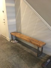 Reclaimed Wood Bench w/Metal Legs Handcrafted 