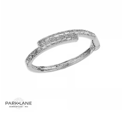 Only One! Park Lane ARIA Baguette & Round CZ SILVER Bracelet Hinged Bangle NIB - Picture 2 of 8