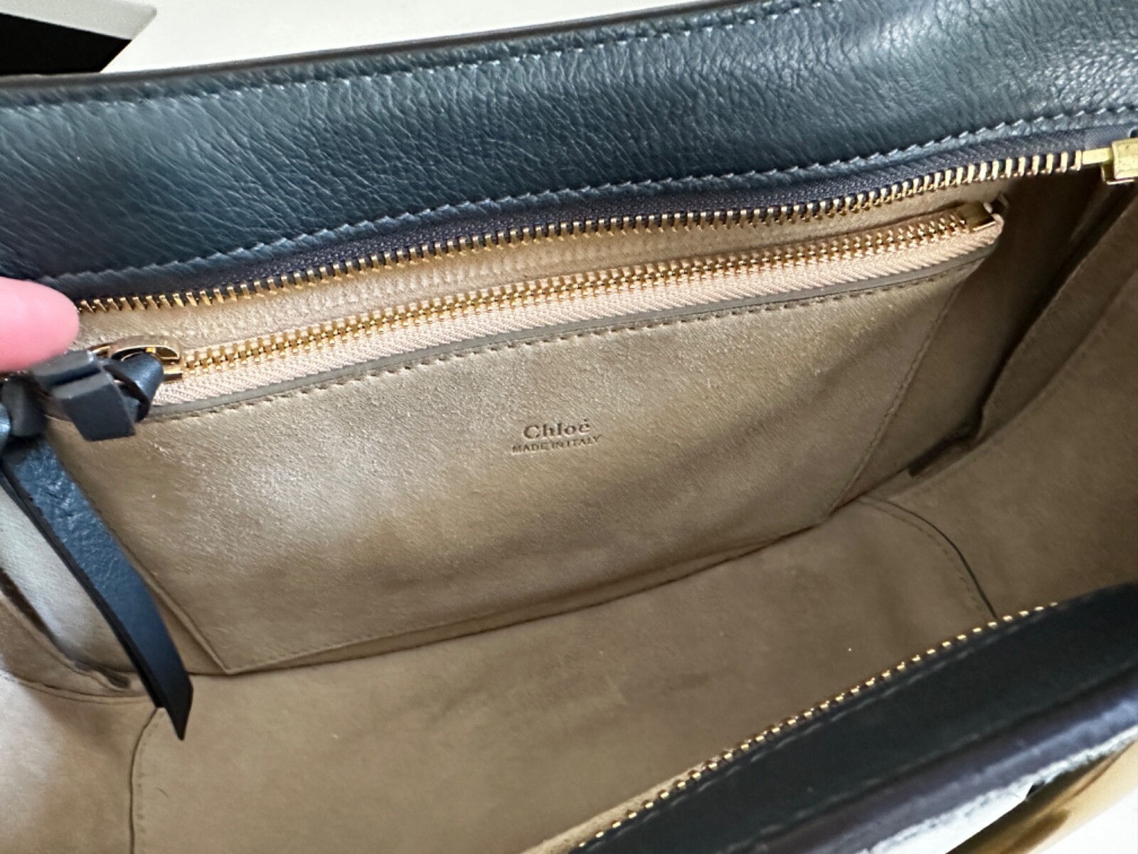 Chloe Pixie Medium Suede Leather Handbag - Navy w… - image 13