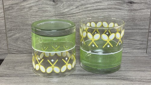 Vintage Libbey J. Scott Tennis Racket Lowball Whiskey Glasses HTF Barware 2pcs - Picture 10 of 17