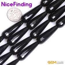 Natural Drop Black Agate Faceted Onyx Gemstone Beads For Jewelry Making 15'' DIY