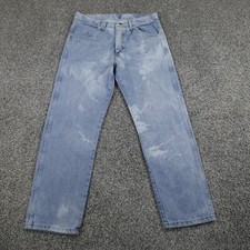Wrangler Rustler Jeans Mens 34X29 Blue Denim Straight Western Cowboy Grunge Fade