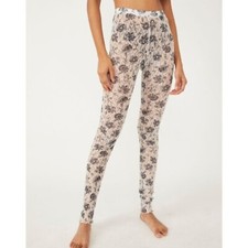 Free People NWT Layered in Lace Legging Ivory Combo High Rise Cozy Lounge Sm New