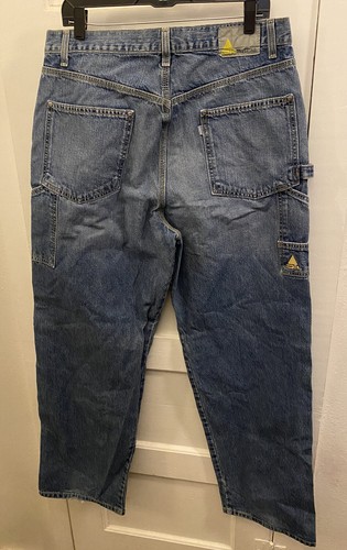 Pantalones de mezclilla vintage para hombre Levi's con pestaña plateada azul carpintero talla 36X34 - Imagen 2 de 11