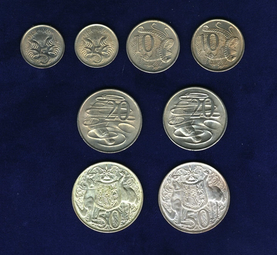 AUSTRALIA 1966 50 CENTS, 20 CENTS, 10 CENTS, & 5 CENTS COINS, GROUP LOT OF (8) - Image 2 of 2