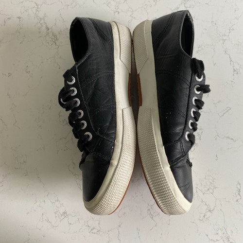 Superga 2750 Women's Black Bristol Low Top Leather Sneakers Size 8 S00C780 Fall - Picture 7 of 14