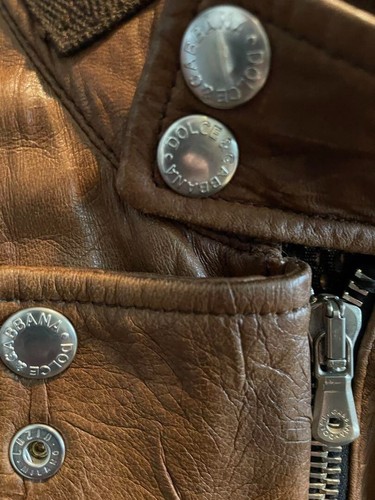 Vintage DOLCE&GABBANA Leather Jacket Brown Sheepskin Men's From Japan Size 38 - Picture 5 of 10