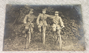 WW1 Imperial German Three Bicycle Troops Photo Postcard RPPC Jager Infantry