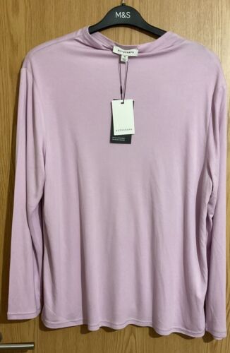 M&S AUTOGRAPH WOMEN VIOLET LONG SLEEVE T SHIRT WORK CASUAL TOPUK 18.BNWT - Picture 1 of 4