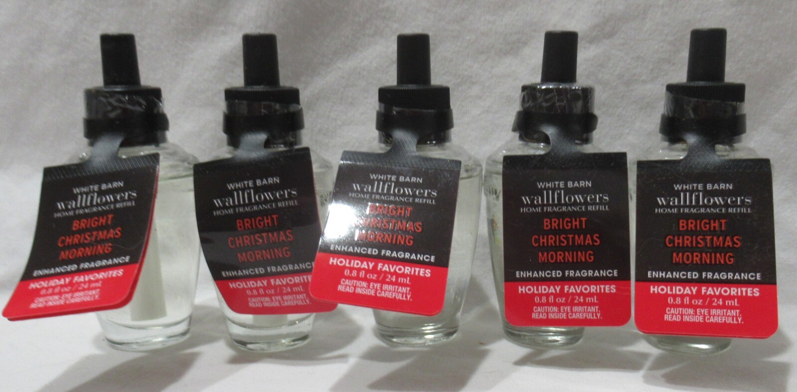 White Barn Bath & Body Works Wallflower Bulb Lot Set 5 BRIGHT CHRISTMAS MORNING-image