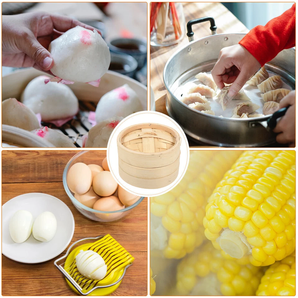 1 Juego de Bambú Vaporera de Alimentos Cocina Premium Vaporera Hecha a Mano Cesta Vaporera Foto 4 de 4