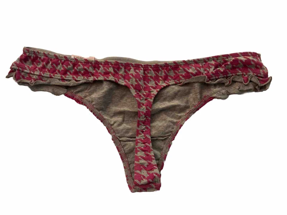 Lane Bryant 23/24 Cacique Thong Panty Bow Lace Pink Gray Cotton NWT - Image 4 of 4