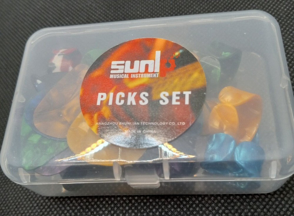 Original Sunlp Guitar Picks (Set of 19) with Plastic Container