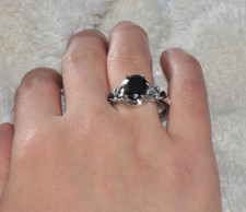 1Ct Oval Cut Black Simulated Diamond Elegant Solitaire Ring White Gold Plated