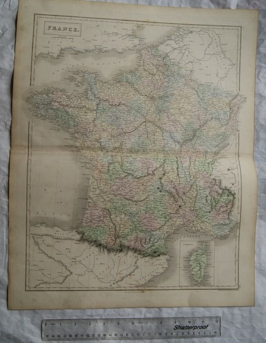 1850 Black's steel engraved map France in Departments