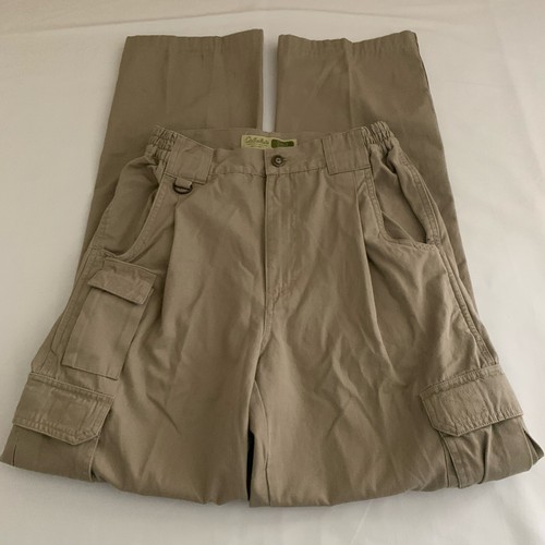 Vintage Cabelas Pants Mens Size 30(26)X32 Trail Hiking Double Knee Beige Cargo - Picture 4 of 23