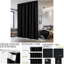 100x84cm Blackout Curtain Adjustable Ceiling Track Living Room Divider