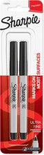 Sharpie Permanent Markers, Ultra Fine Point, Black, 2 Count - Home, School, Offi