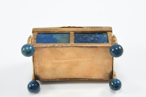 Q02D06- Lapislazuli Dose mit feuervergoldeter Montierung 18./19.Jh - Bild 10 von 12