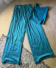 Womens Blue Knit Rayon 2-Piece Set Tank & Wid...