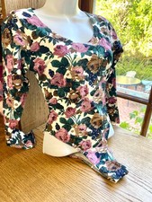 NWOT Vintage 90s Sash L High Cut Long Sleeve Bodysuit Floral