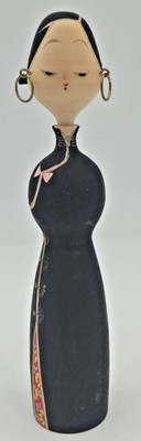 Vintage Japanese Handmade Kokeshi Wood Doll Figurine Folk Art Earrings FREE SHIP