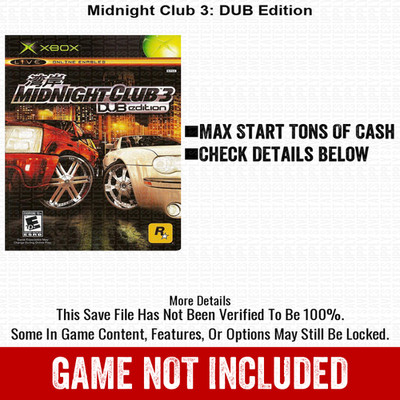Midnight Club 3 DUB Edition 100% Unlocked All Items Xbox USB Save File