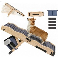 2026 Upgraded Dog Ramp for Couch Low Bed, 33" L Folding Wood Pet Ramp 200LB...