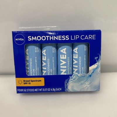 NIVEA Smoothness Lip Care, Sunscreen Balm 0.17 Ounce -Pack Of 4