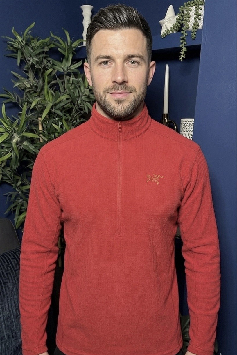 Arcteryx Delta LT Polartec Waffle Knit Fleece Red Mens Large 1/4 Zip Jumper