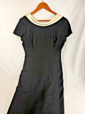 Talbots Petite classic Hollywood Black Dress with creme collar, 10P, cap sleeve